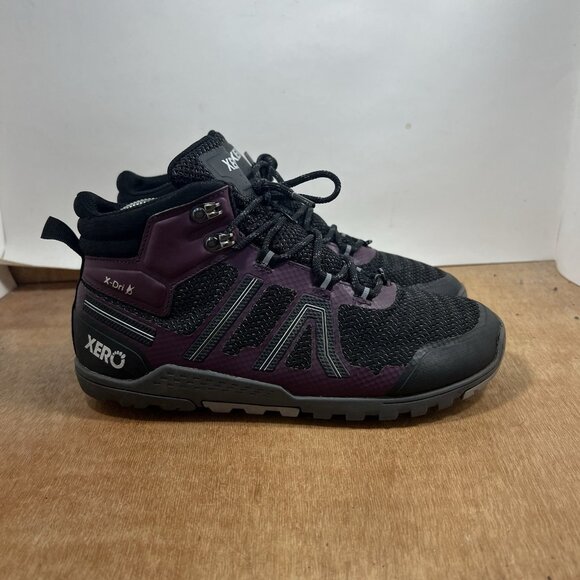 XERO Xcursion Fusion Women 9 Waterproof BAREFOOT Hiking Boots Black Purple - Picture 1 of 7